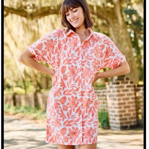 Michelle McDowell Dani Dress spring it on coral Pink Womens S Small floral - Picture 1 of 6